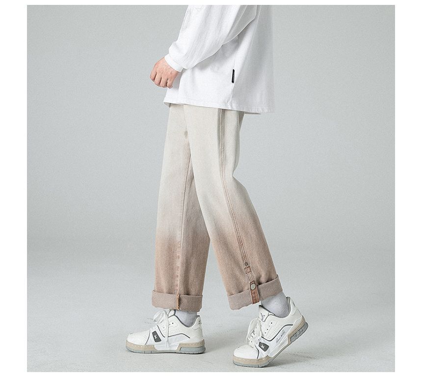 Tiaota - Mid Rise Gradient Wide Leg Jeans