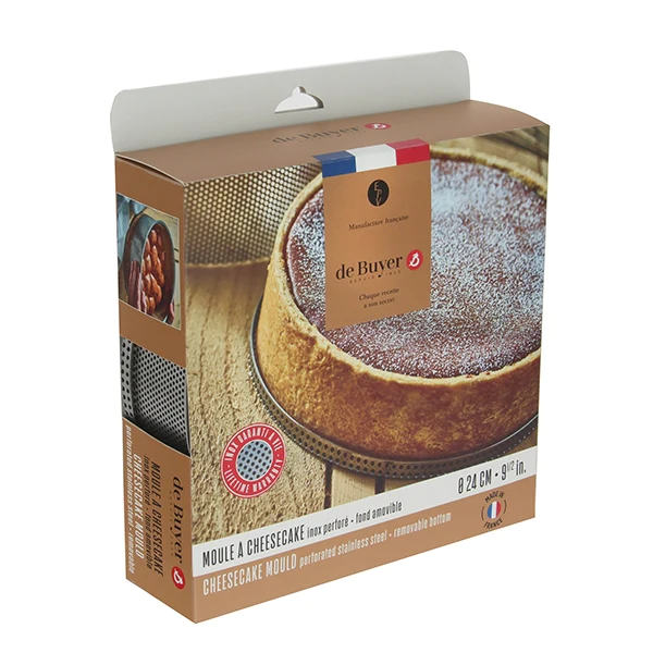 Moule à manqué amovible en inox perforé 24 cm et feuille de cuisson an