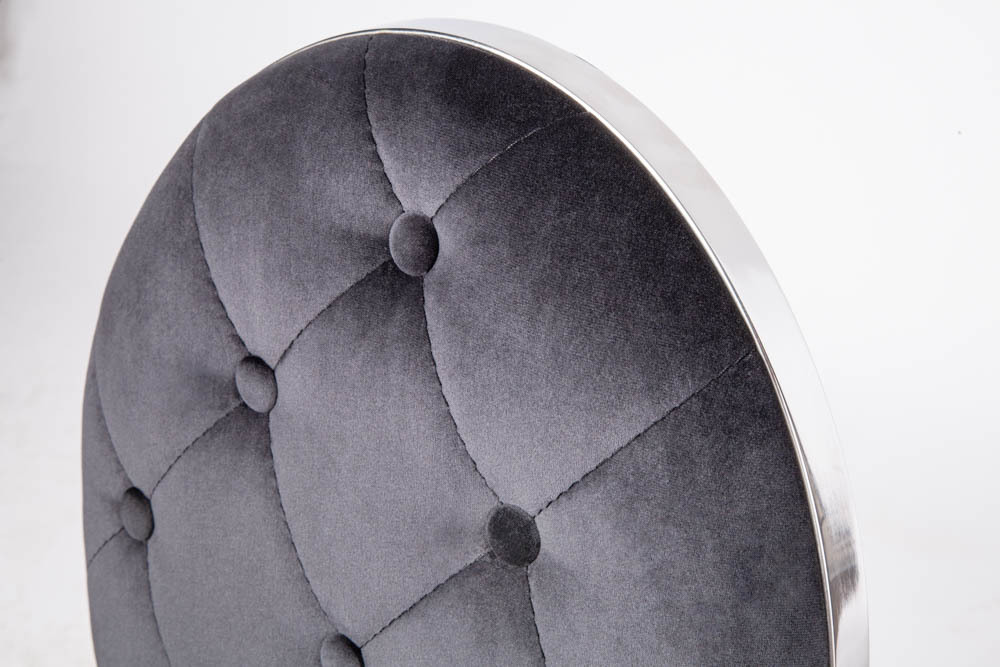 Eleganter Stuhl MODERN BAROCK schwarz Samt mit Knöpfen Edelstahlbeine