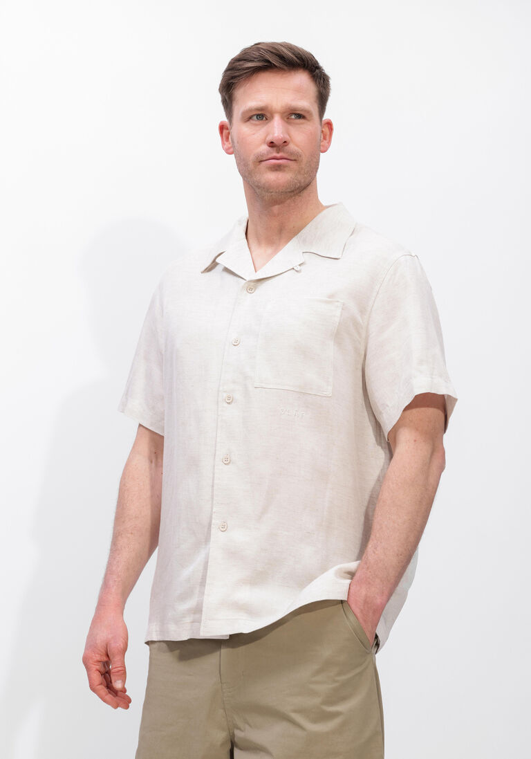 witte olaf hussein casual overhemd linen blend ss shirt