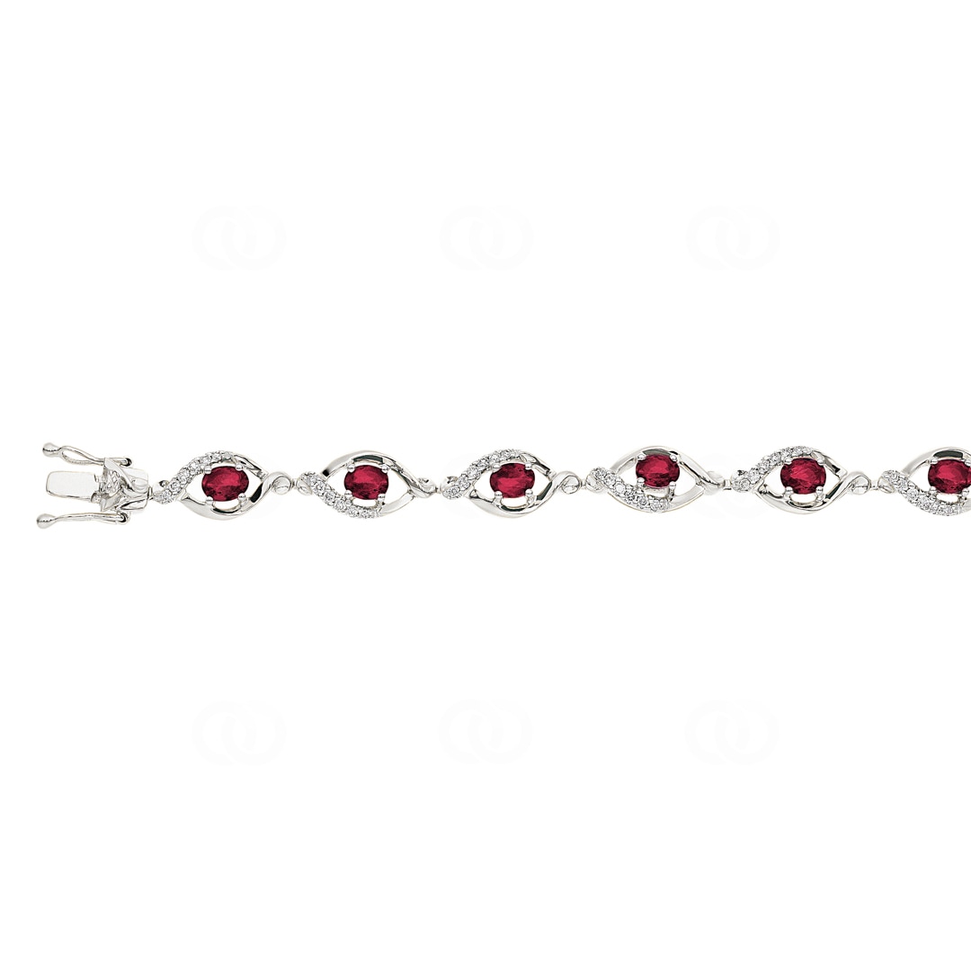 Rubin Armband 750/18 K Weissgold mit Diamanten 0.44 ct H/si