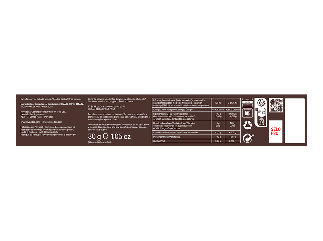 CÁPSULAS DELTA Q CAFÉ PURE CEVADA 10UN
