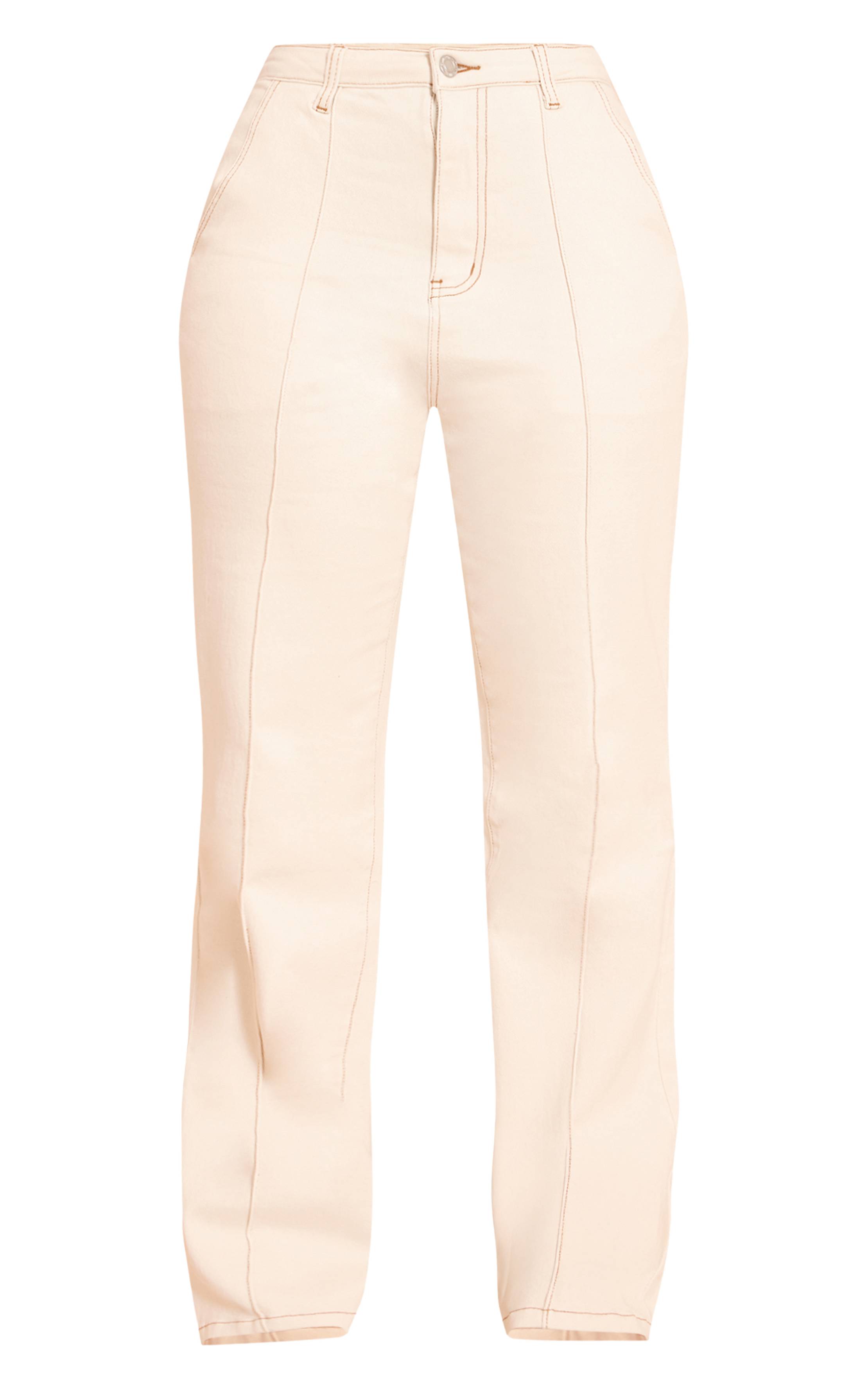 Ecru Jean Taille Haute En Denim Stretch Shape Avec Pinces Et Détail Ajustable Au Dos