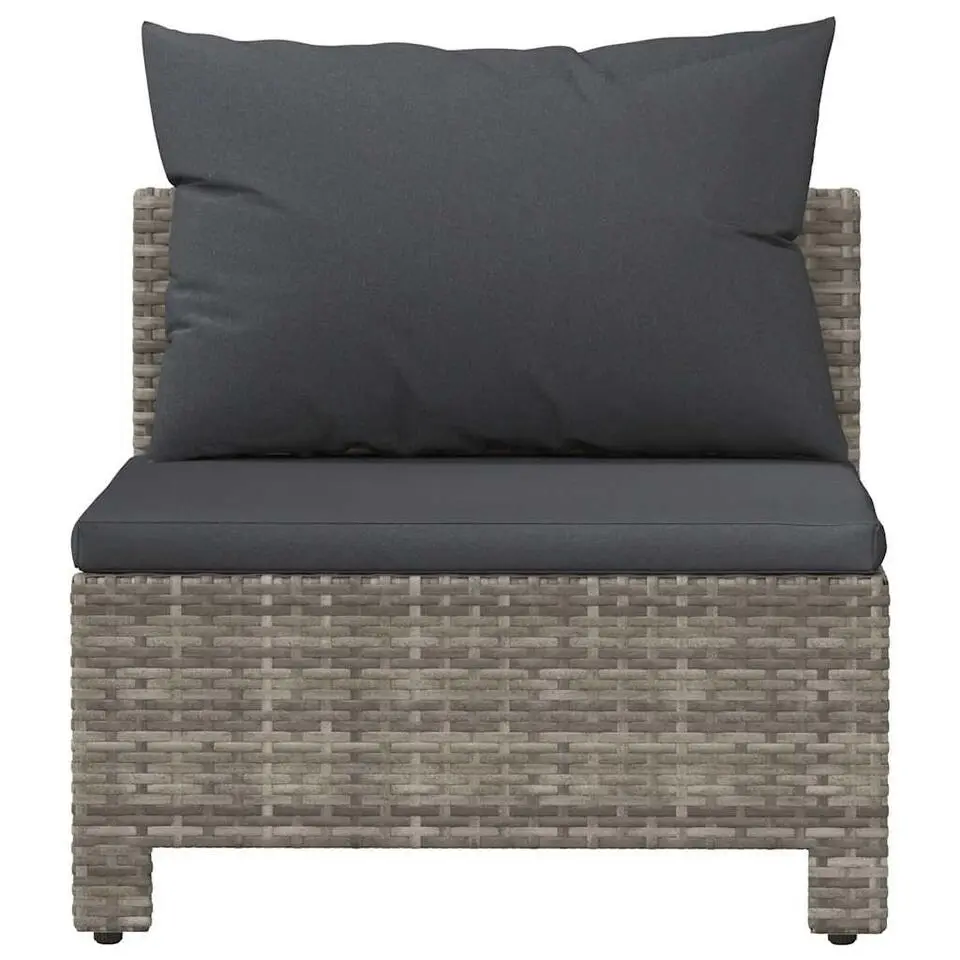 vidaXL - Tuinbank - Grijs - Poly rattan - Met kussens