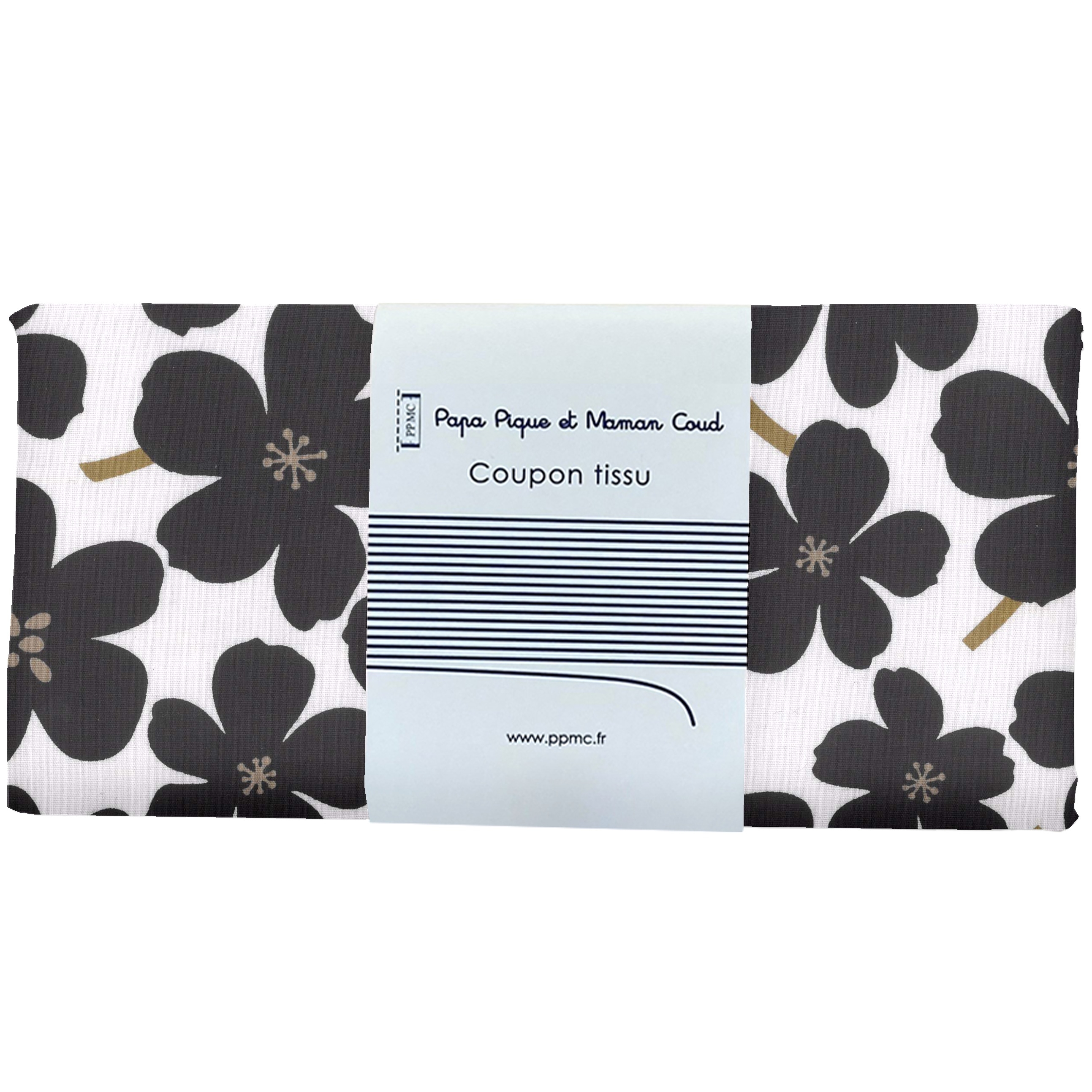 Coupon Tissu 50 Cm Ex2424 Primeveres Noir Et Blanc