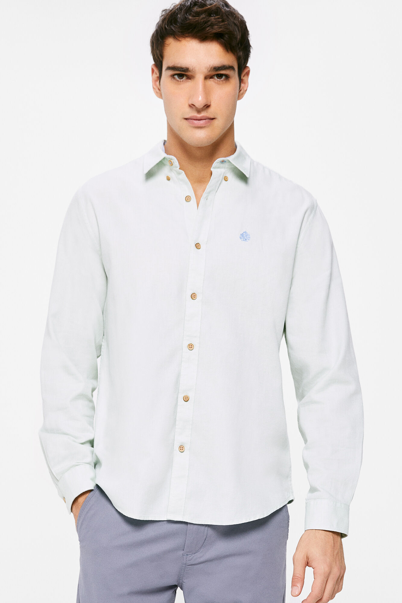 Camisa estruturada na cor verde estampada