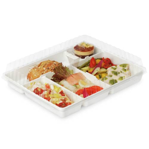 Plateau repas plastique Alphaform 5 compartiments format gastronorme blanc 320 x 260mm