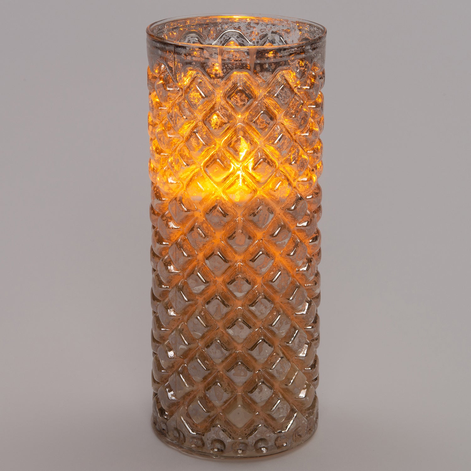 Anna's Collection LED kaars in glas met bewegende vlam zilver D 7,5 H 17,5 cm