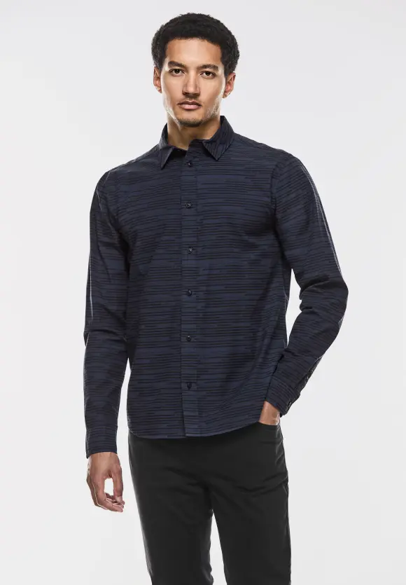 Hemd mit Streifenprint - eclipse blue
