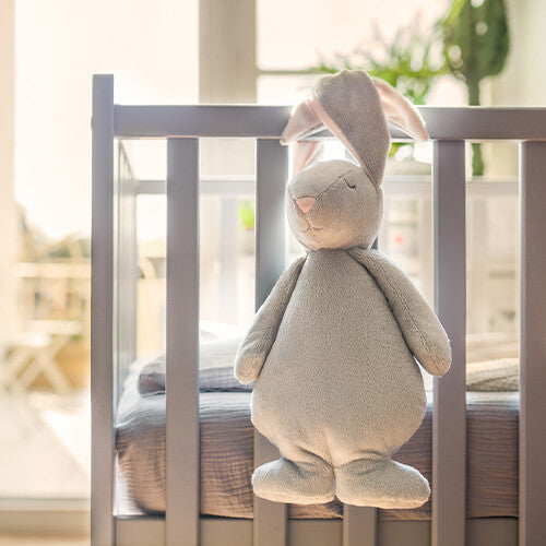 Moonie knuffelkonijn met nachtlamp en geluid - sky - 28 cm
