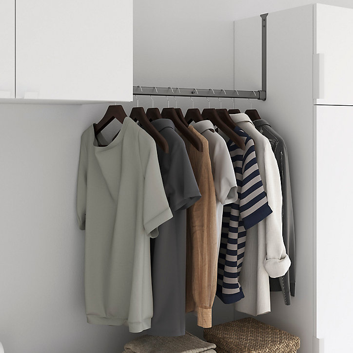 Barre de penderie en acier gris GoodHome Atomia 75 cm