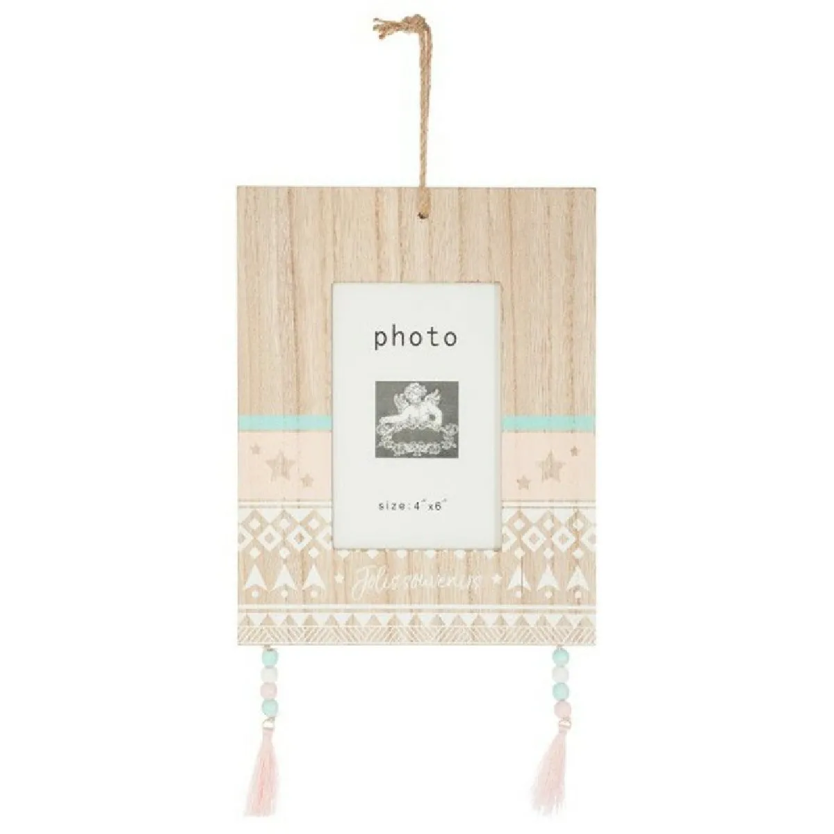 Cadre photo A Suspendre Houppe 38 cm Naturel