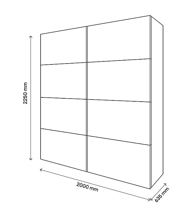 Armoire penderie portes coulissantes anthracite brillant et miroir GoodHome Atomia H. 225 x L. 200 x P. 63,5 cm
