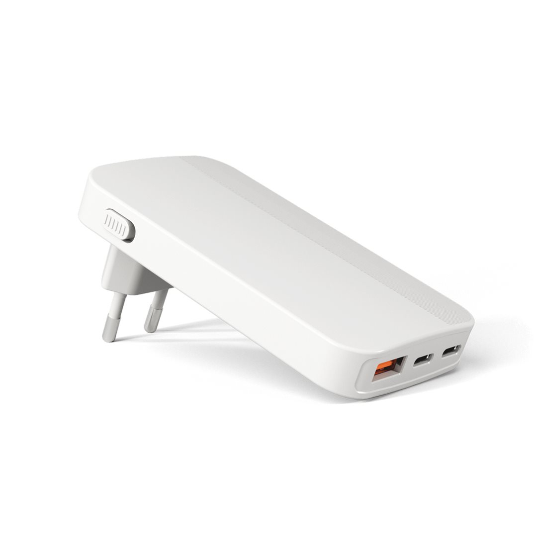 (65W) GaN UltraBoost Flat Dual USB C / USB A Ladegerät Power Delivery Netzteil (9915101100209) - Weiss
