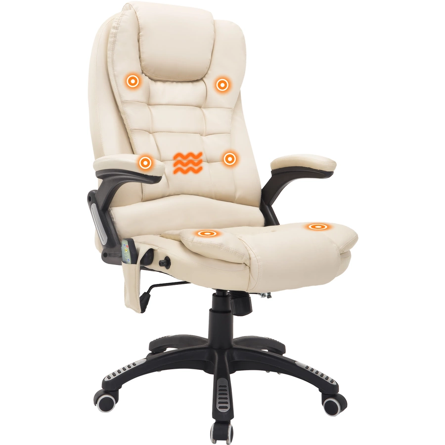 HOMCOM Bürosessel  Chefsessel mit Massagefunktion creme