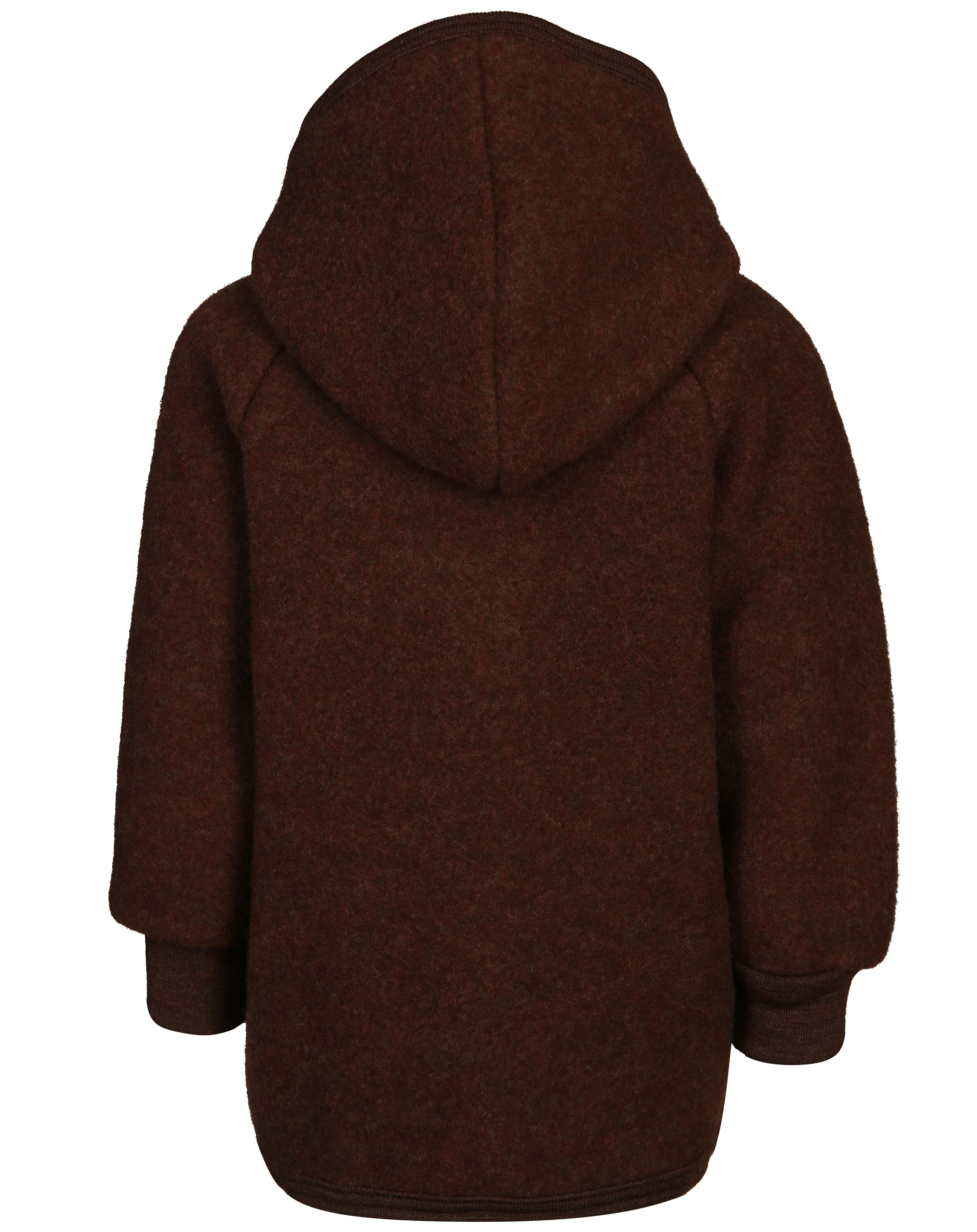 Wollfleece-Kapuzenjacke HOLZKNÖPFE in zimt melange