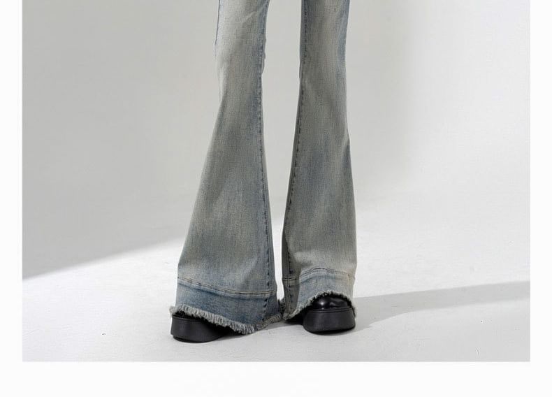 Baoinie - High Rise Washed Flared Jeans