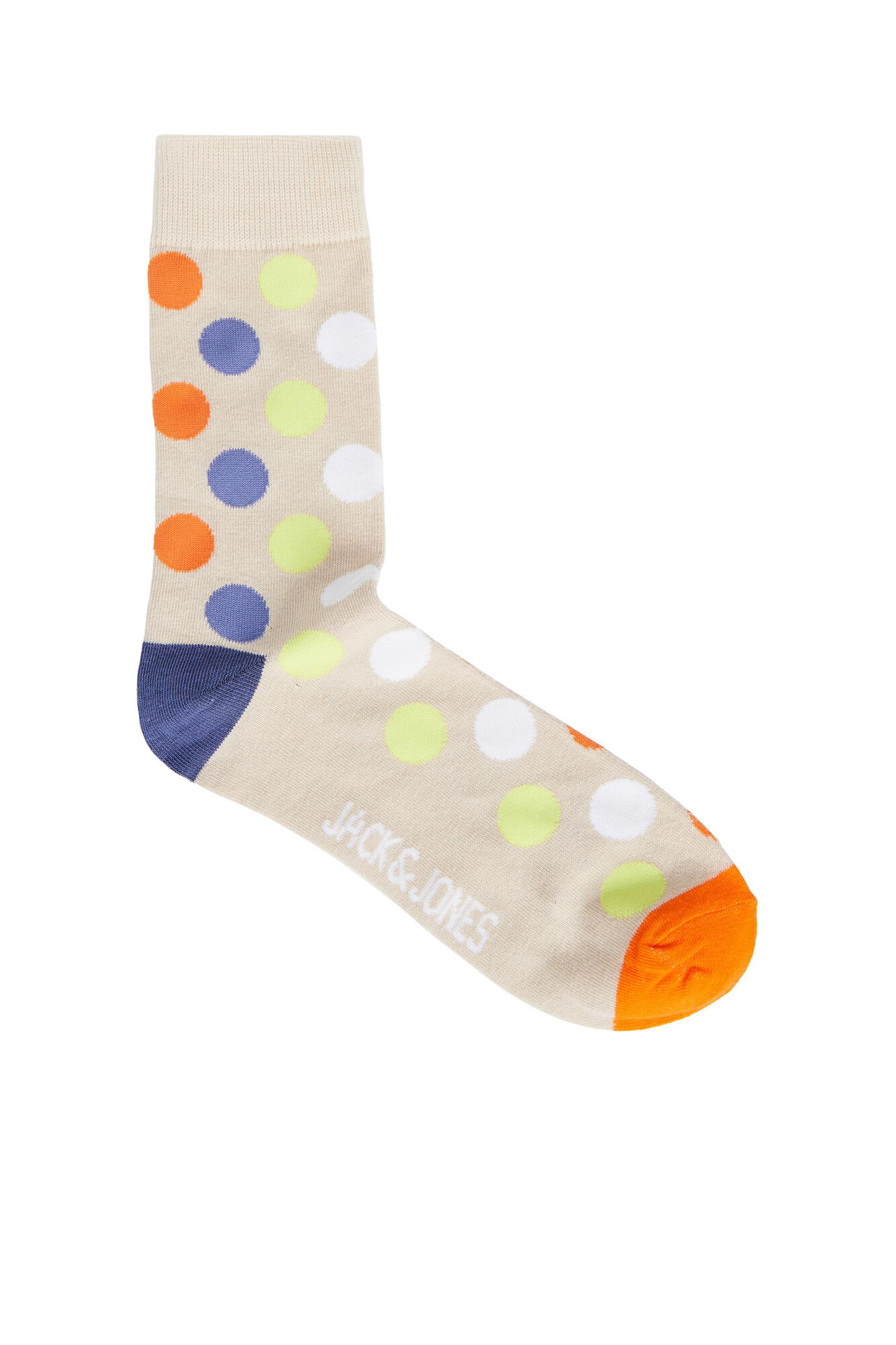 Pacote com 5 pares de meias altas com estampa de bolinhas coloridas