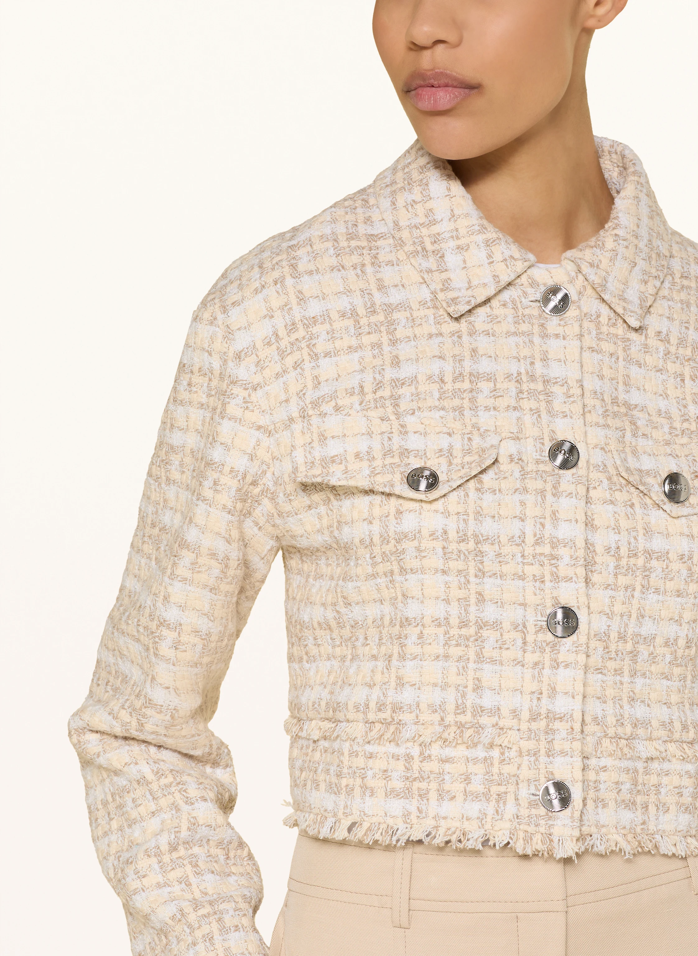 BOSS Kastenjacke JAFRSI aus Tweed