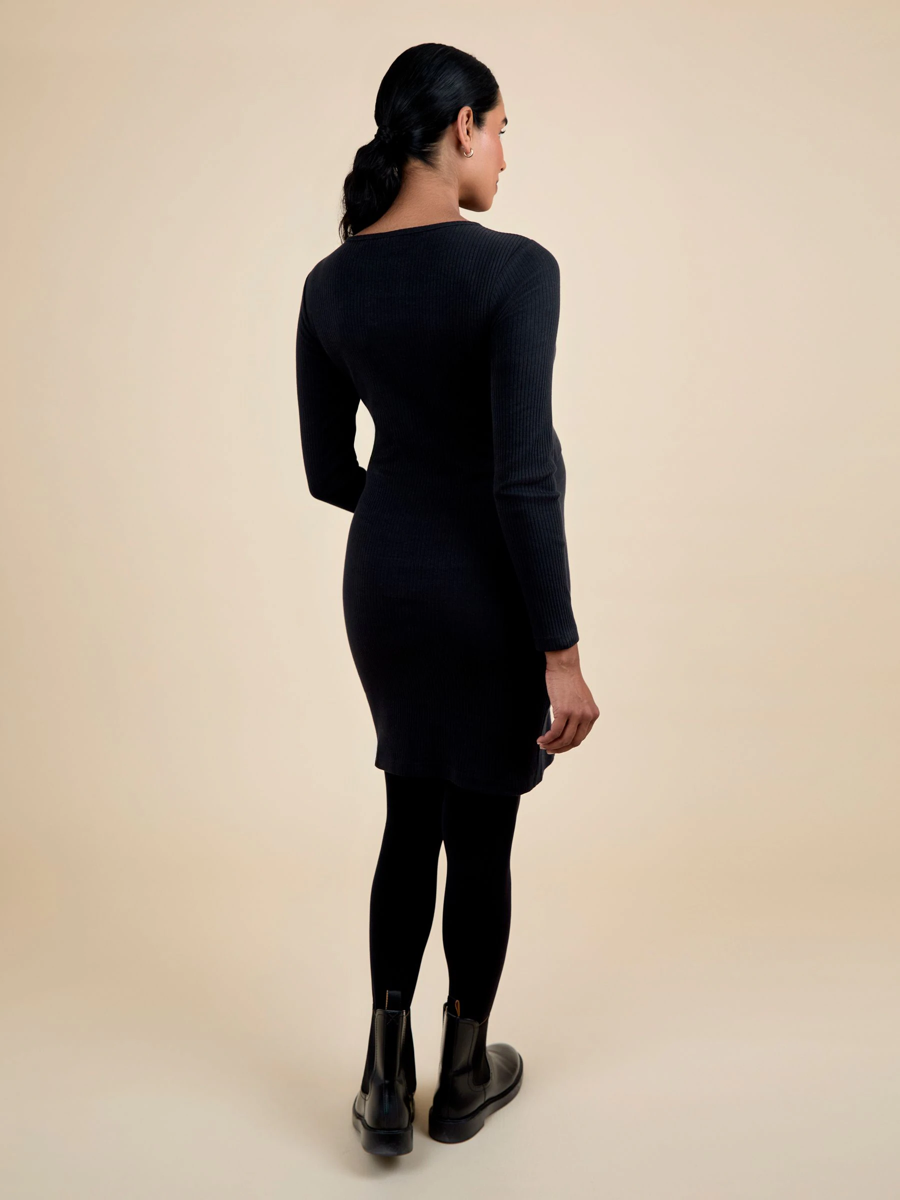 Zwart - JoJo Maman Bébé Ribbed Mini Maternity & Nursing Dress
