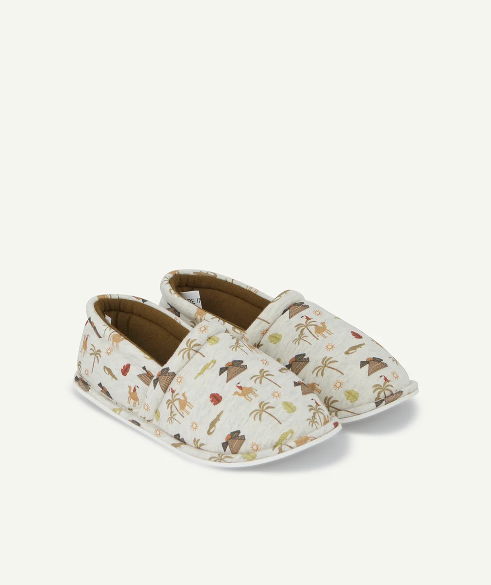 CHAUSSONS GARÇON ÉCRU CHINÉ THÈME DÉSERT
