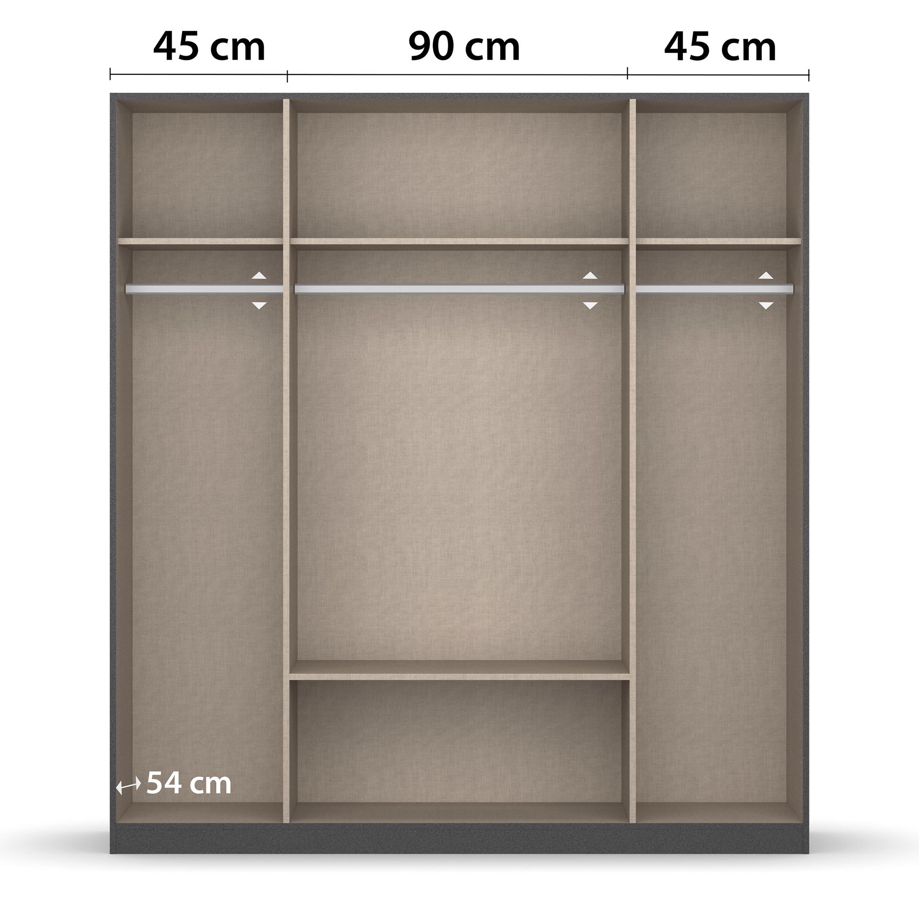 Drehtürenschrank - Artisan Eiche - grau metallic - 181 cm