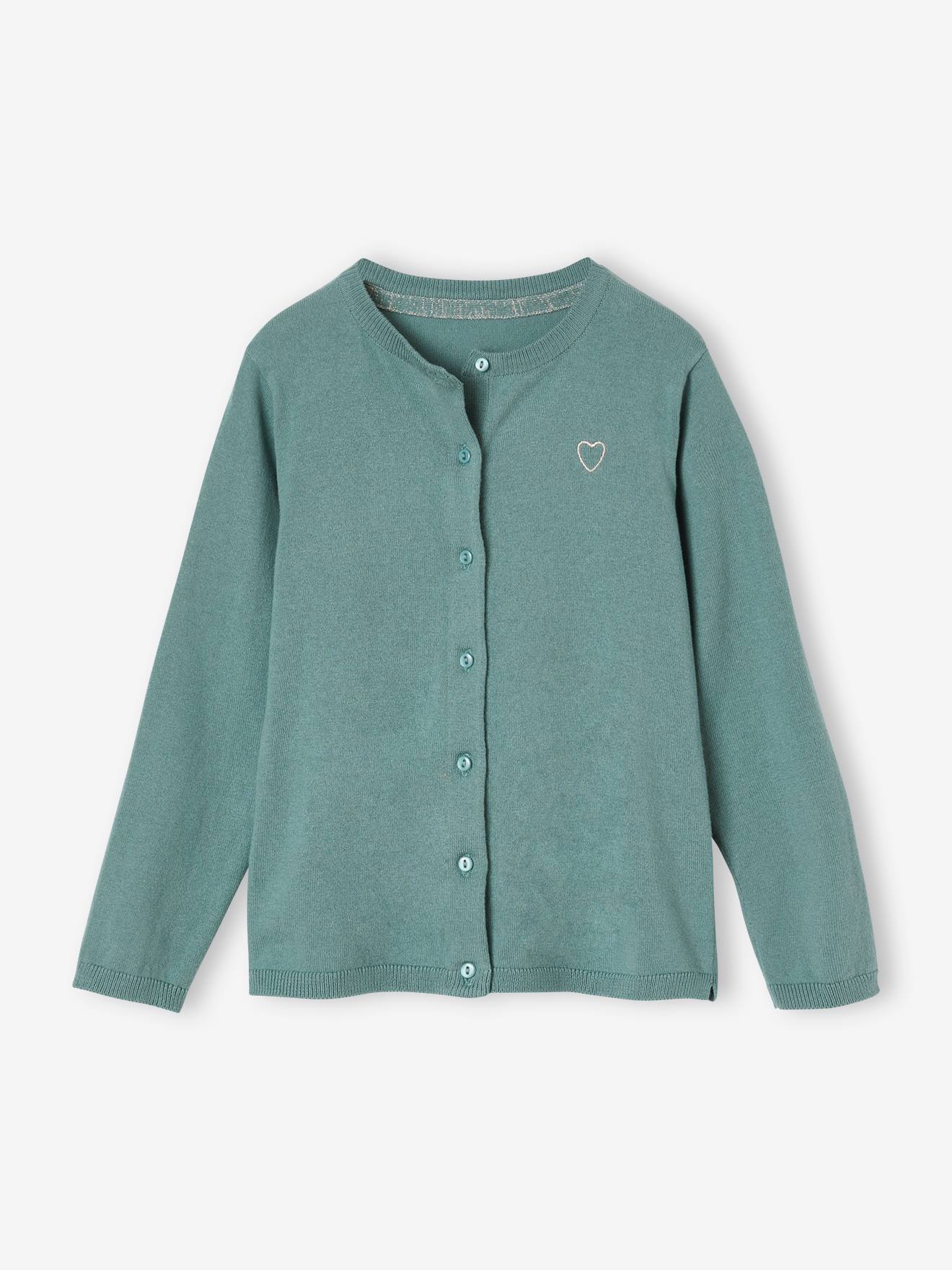 Casaco verde de tricô para meninas