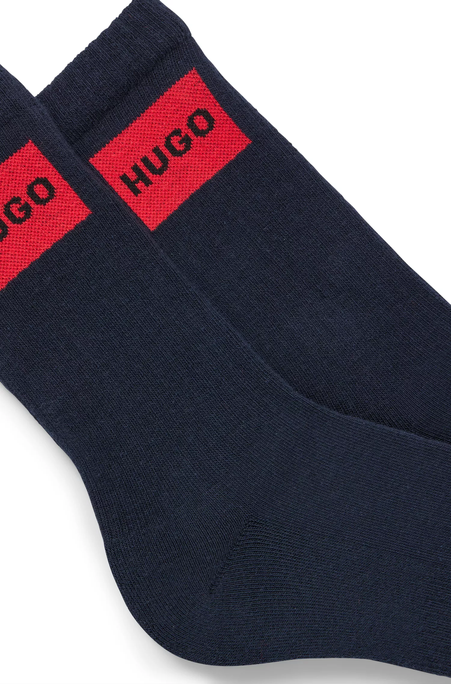 HUGO Vermelho - Pacote com dois pares de meias cano curto com logotipos vermelhos.
