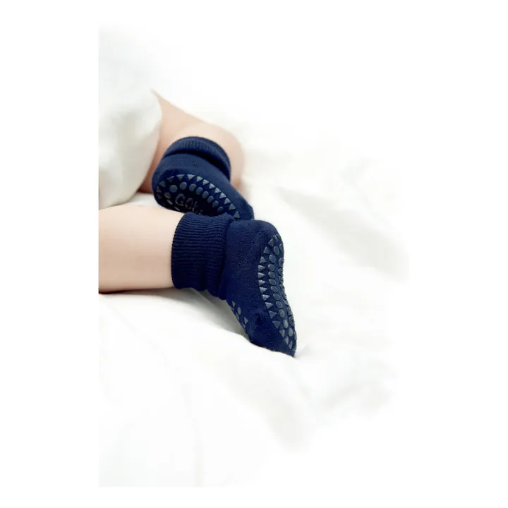 GOBABYGO Chaussettes Anti-Dérapantes Bambou | Bleu marine