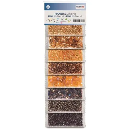 Glorex Rocailles Mix in braun, 40 g, 8 Farben einzeln gepackt