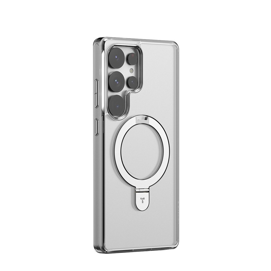 Samsung Galaxy S25 Ultra Hybrid Hardcase Hülle mit Acryl Rückseite und TPU Bumper   Kickstand Aufsteller MagSafe-Modul - Transparent