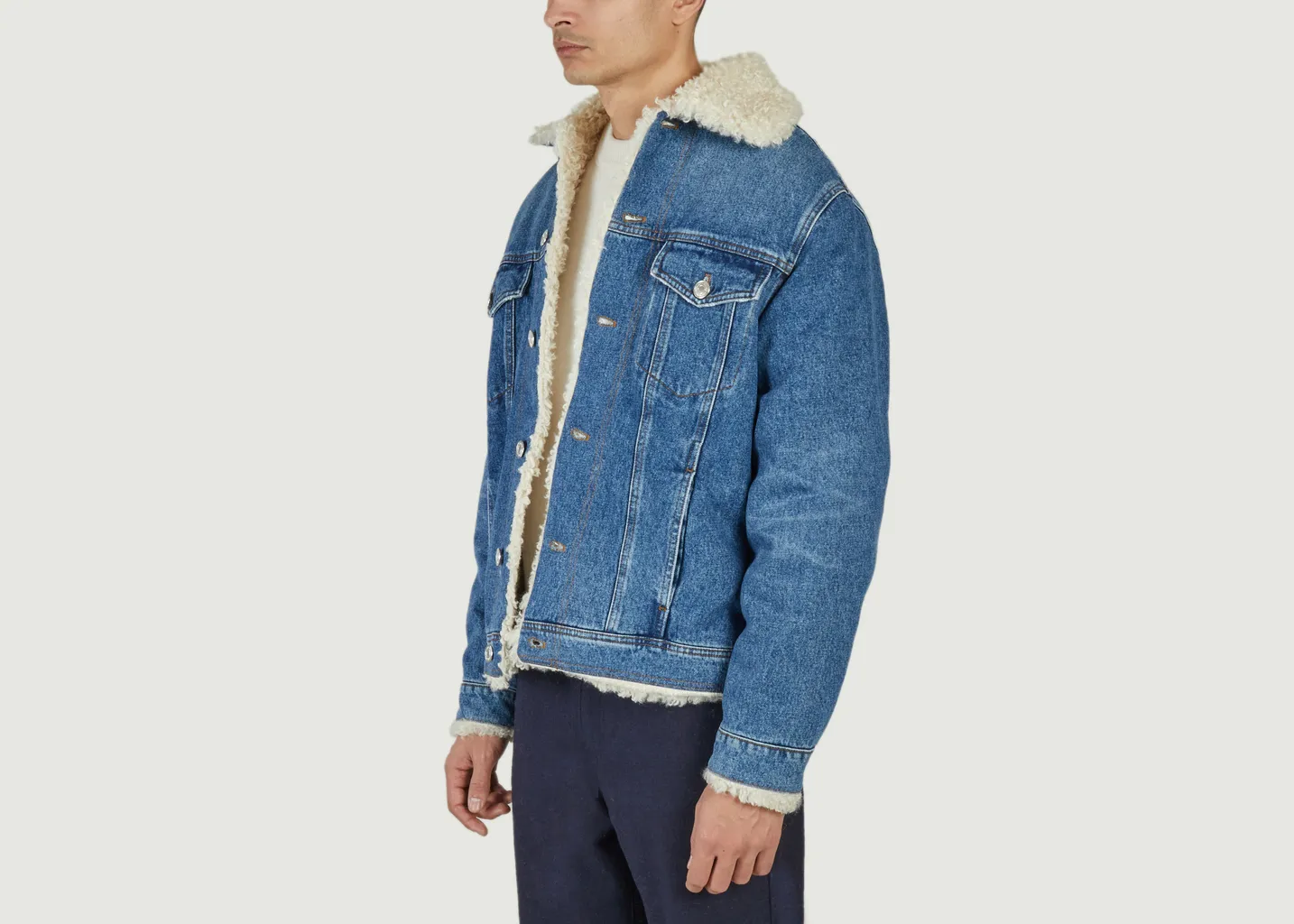 Veste en Jean Doublée Avec Fourrure AMI Paris
