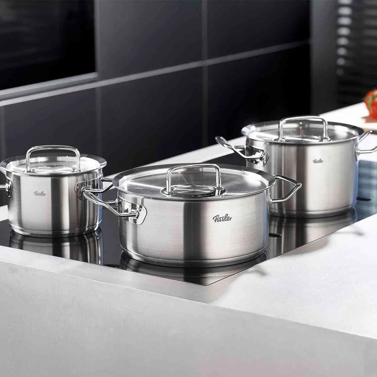 Original Profi Collection- 5 Delig - Steel- en koekenpan - RVS deksels
