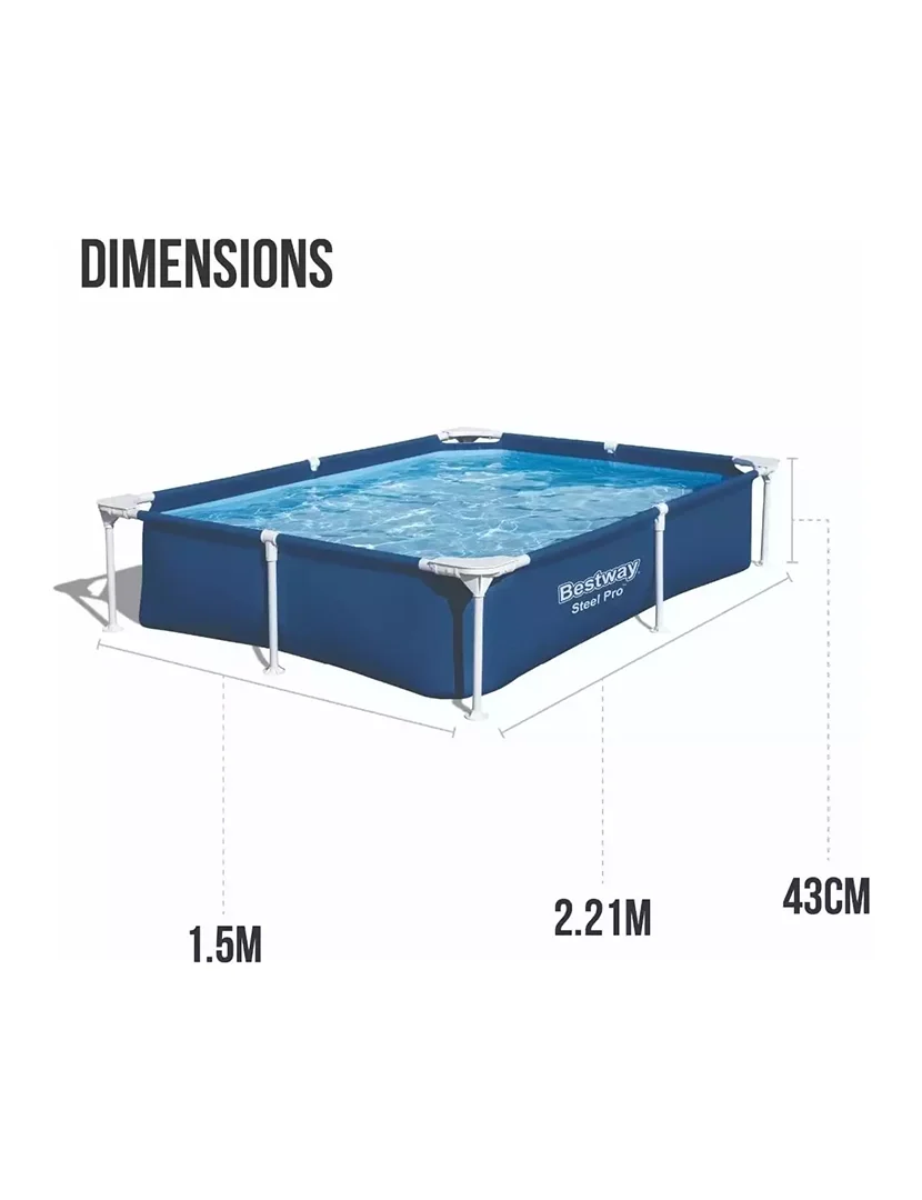 Rectangular Frame Pool 221x150x43cm Blue
