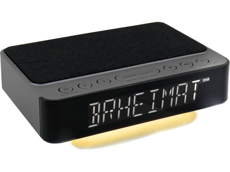 soundmaster Radiowecker UR250AN Schwarz DAB /UKW-Uhrenradio mit kabelloser Ladefunktion