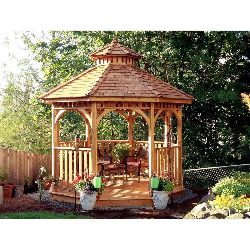 Gazebo de cedro para pátio Bayside, 3 m de largura x 3 m de profundidade