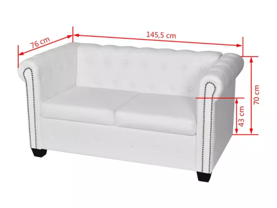 Canapé Chesterfield à 2 places cuir synthétique blanc