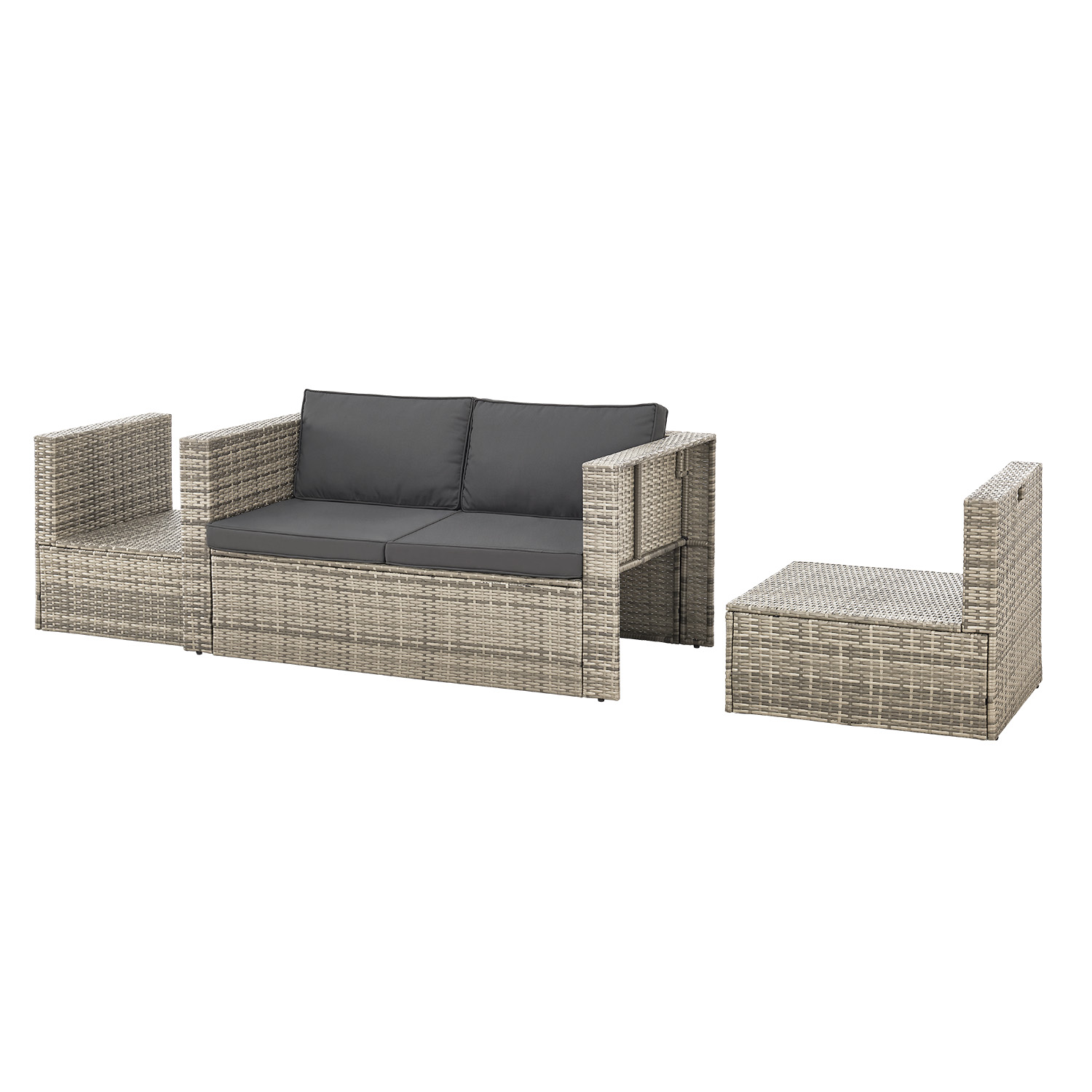 Juskys Salou polyrotan loungeset - Grey