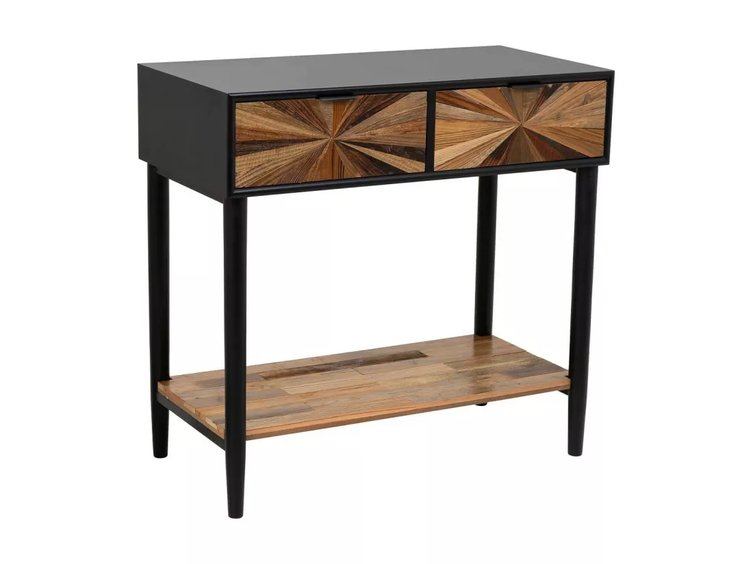 Hall en bois et métal avec 1 tiroir et 1 étagère marron 80X42X79