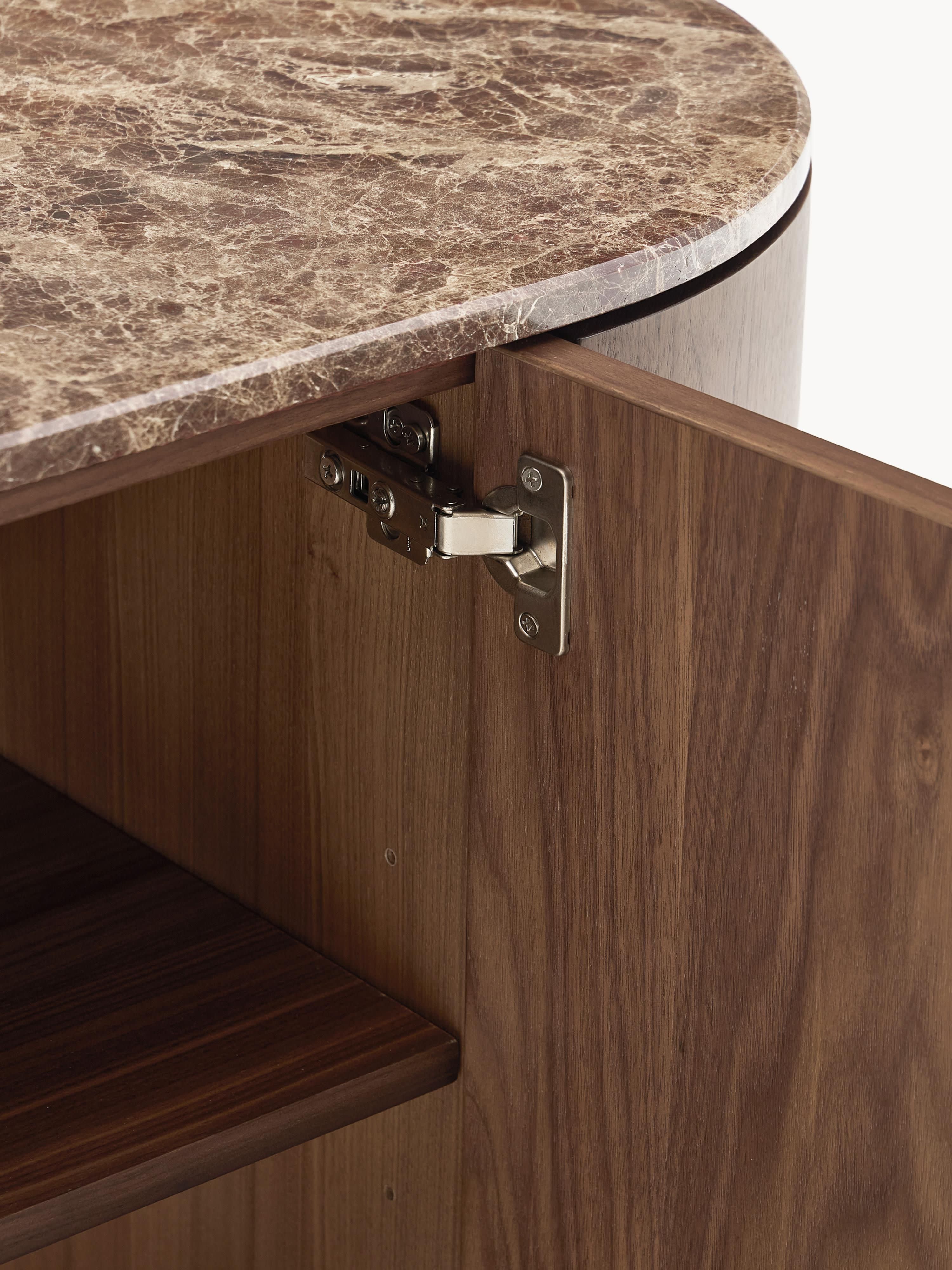 Houten dressoir Zumi met afgeronde hoeken en gemarmerd tafelblad