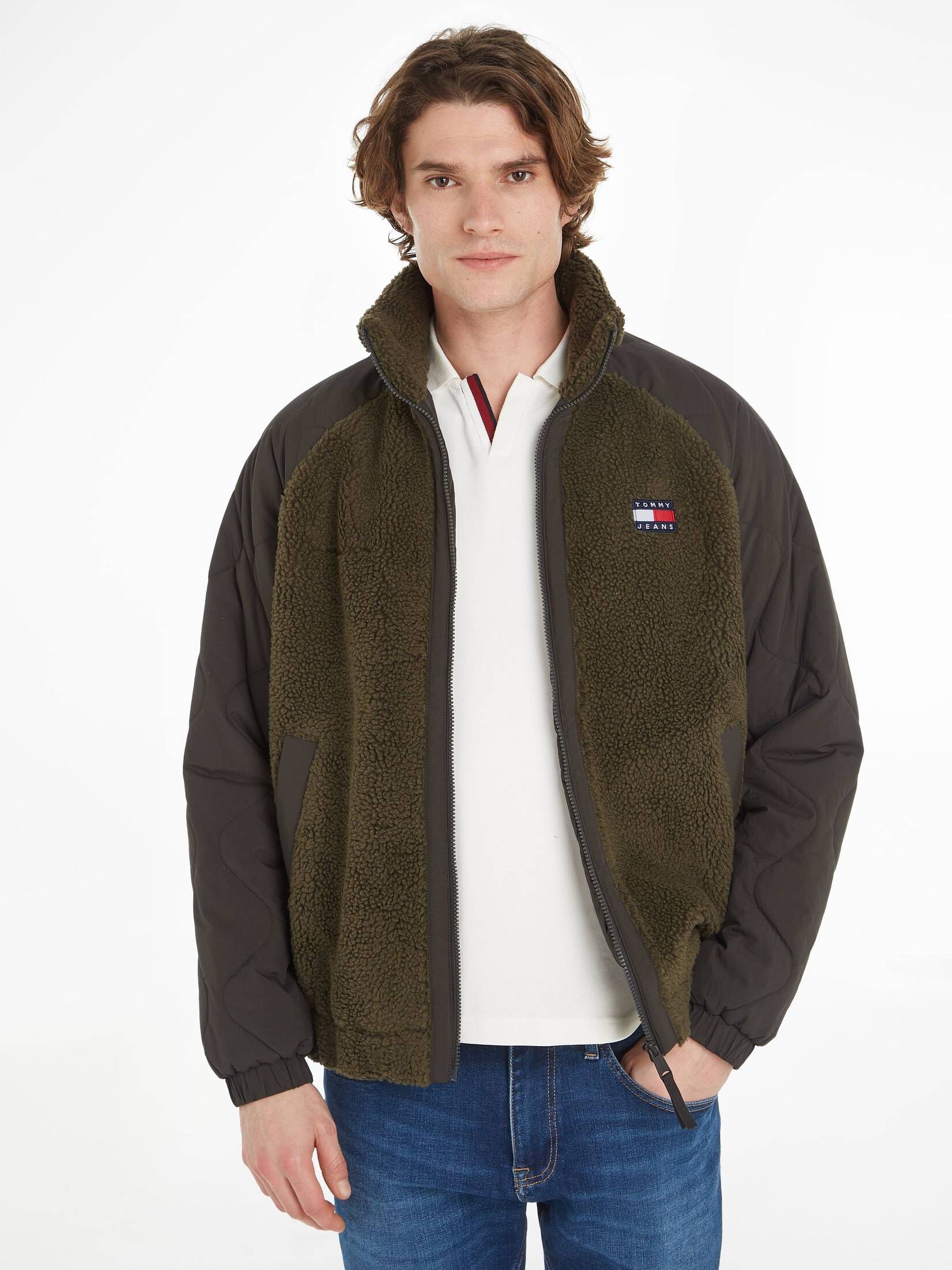 Tommy Jeans| Herren Jacke SHERPA mit Struktur-Mix Relaxed Fit