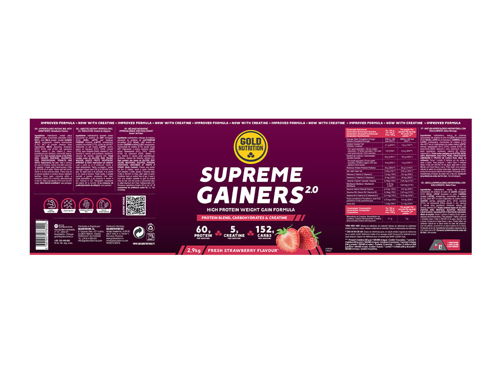 SUPLEMENTO GOLDNUTRITION SUPREME GAINER MORANGO 2.9 KG