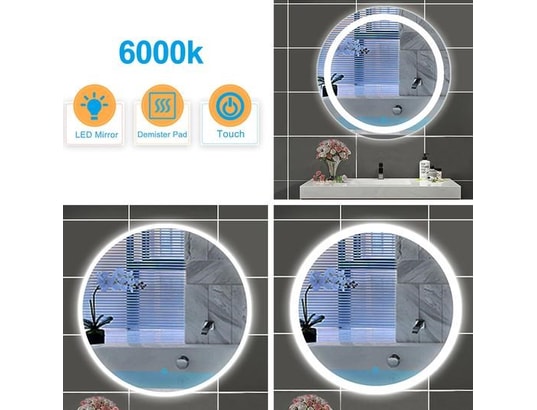 AICA SANITAIRE - Miroir rond aica miroir salle bain f60 cm - commutateur effl...