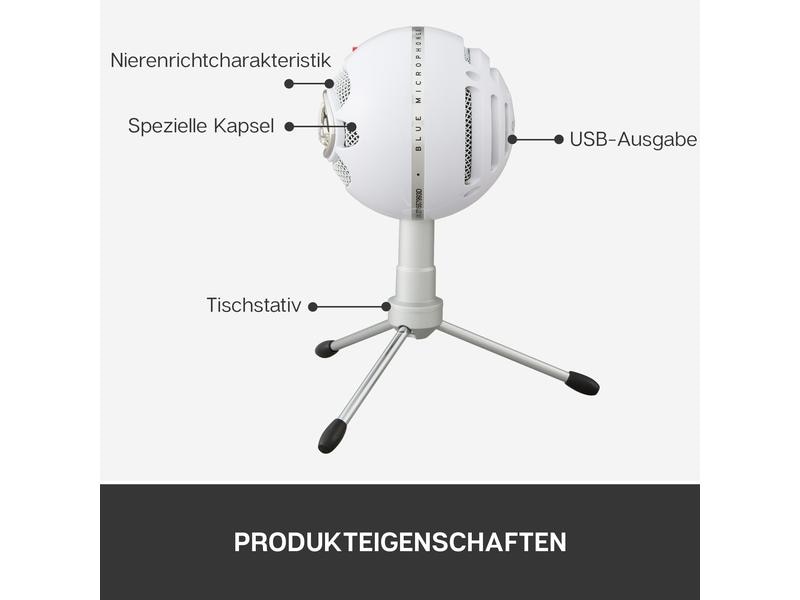Blue Kondensatormikrofon Snowball iCE Weiss Desktop-USB-Mikrofon