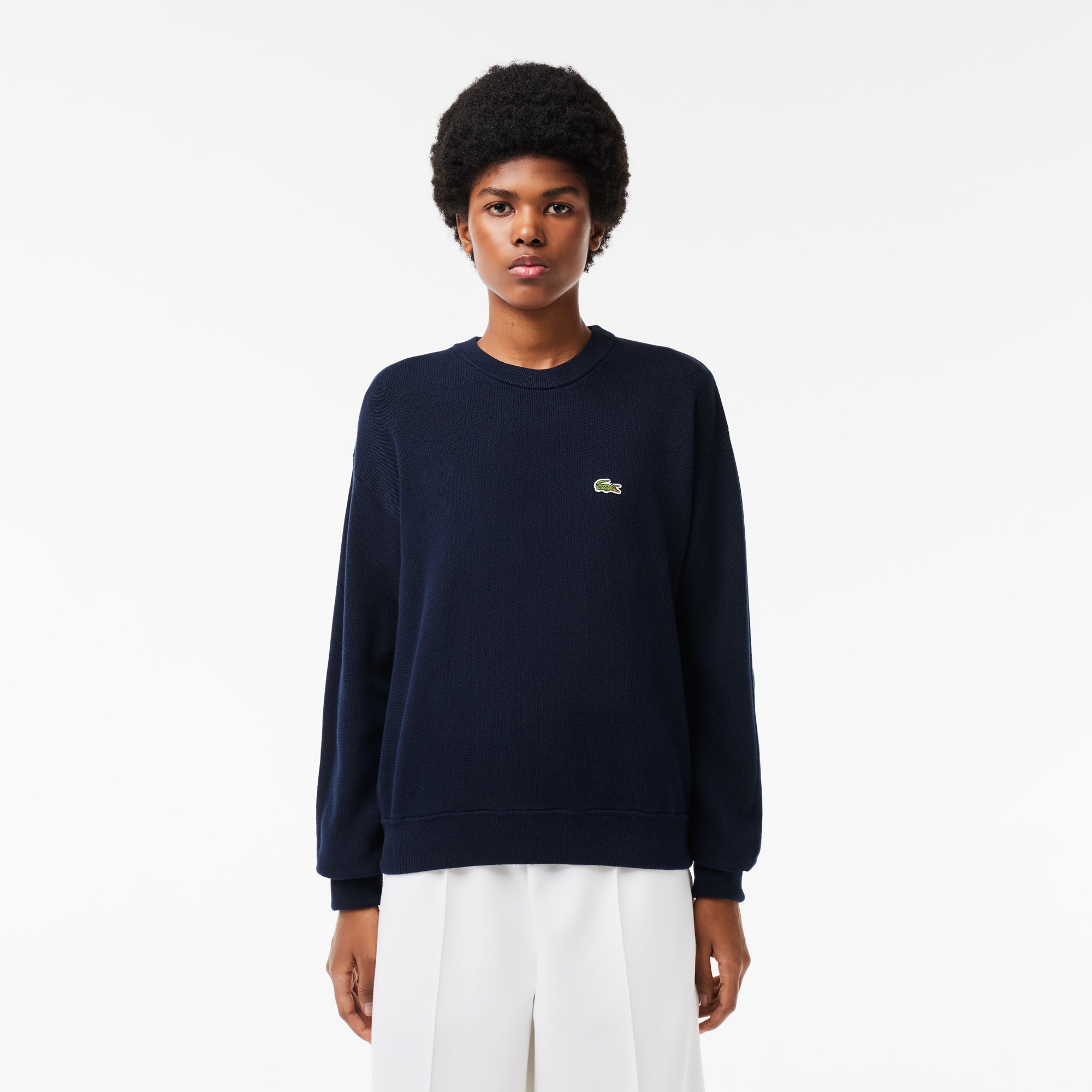 Pull col rond femme Lacoste en coton biologique Pullovers - Bleu - Lacoste - Femme