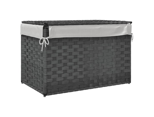VIDAXL - Panier à linge avec couvercle gris 55,5x35x34 cm résine tres...