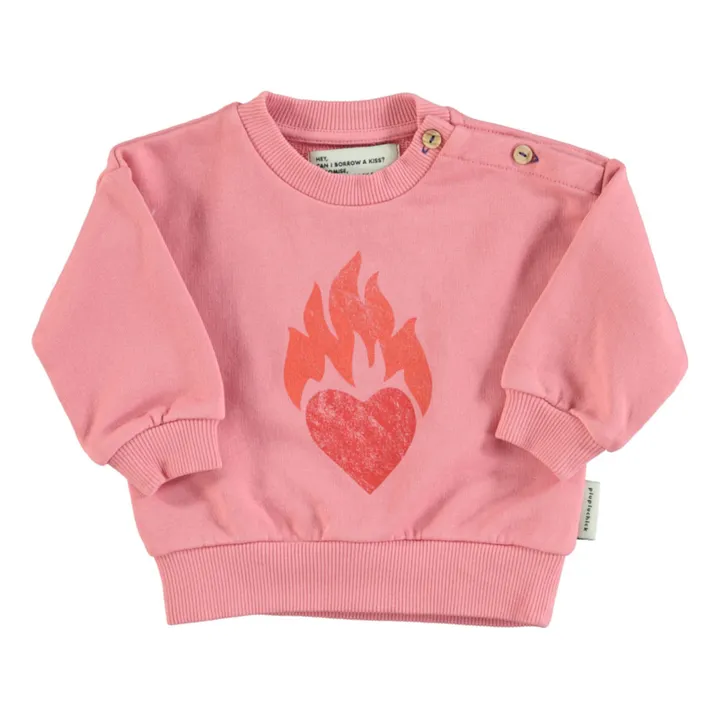 Piupiuchick Sweat Cœur Coton Bio | Rose