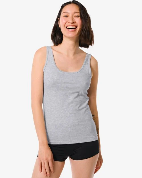 débardeur femme en coton gris chiné