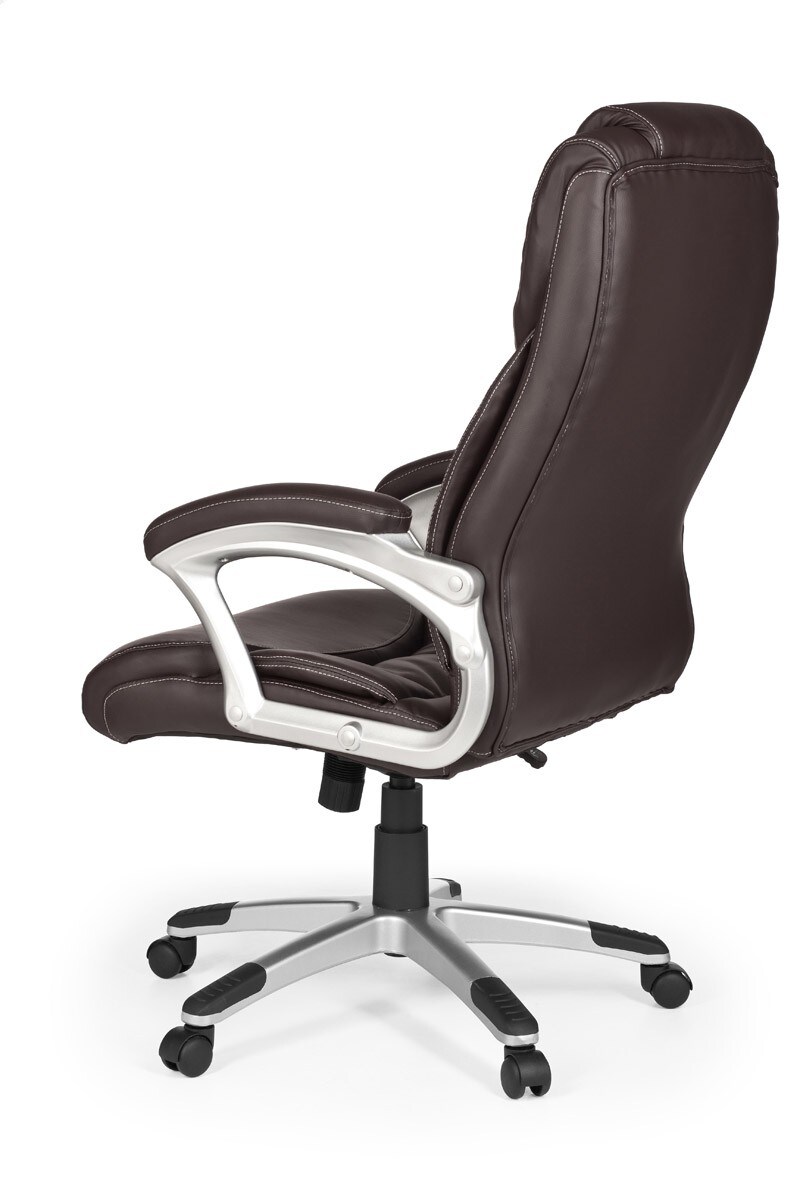 KADIMA DESIGN Großer Bürostuhl: Extra hohe Rückenlehne, Wippmechanik, Lendenwirbelstütze, Kunstleder, Braun.