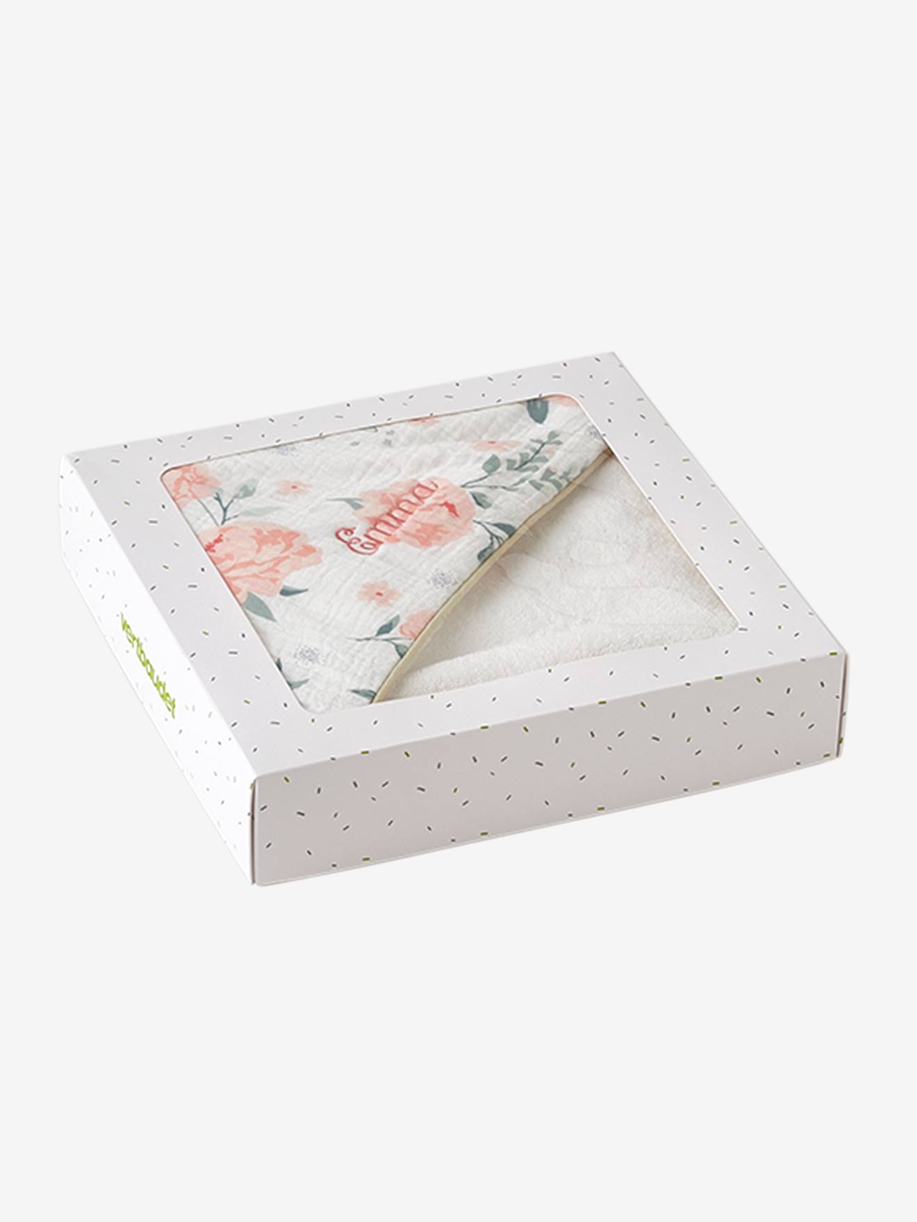 Capa de banho personalizável em gaze de algodão lisa rosa claro Eau de Rose com estampas.